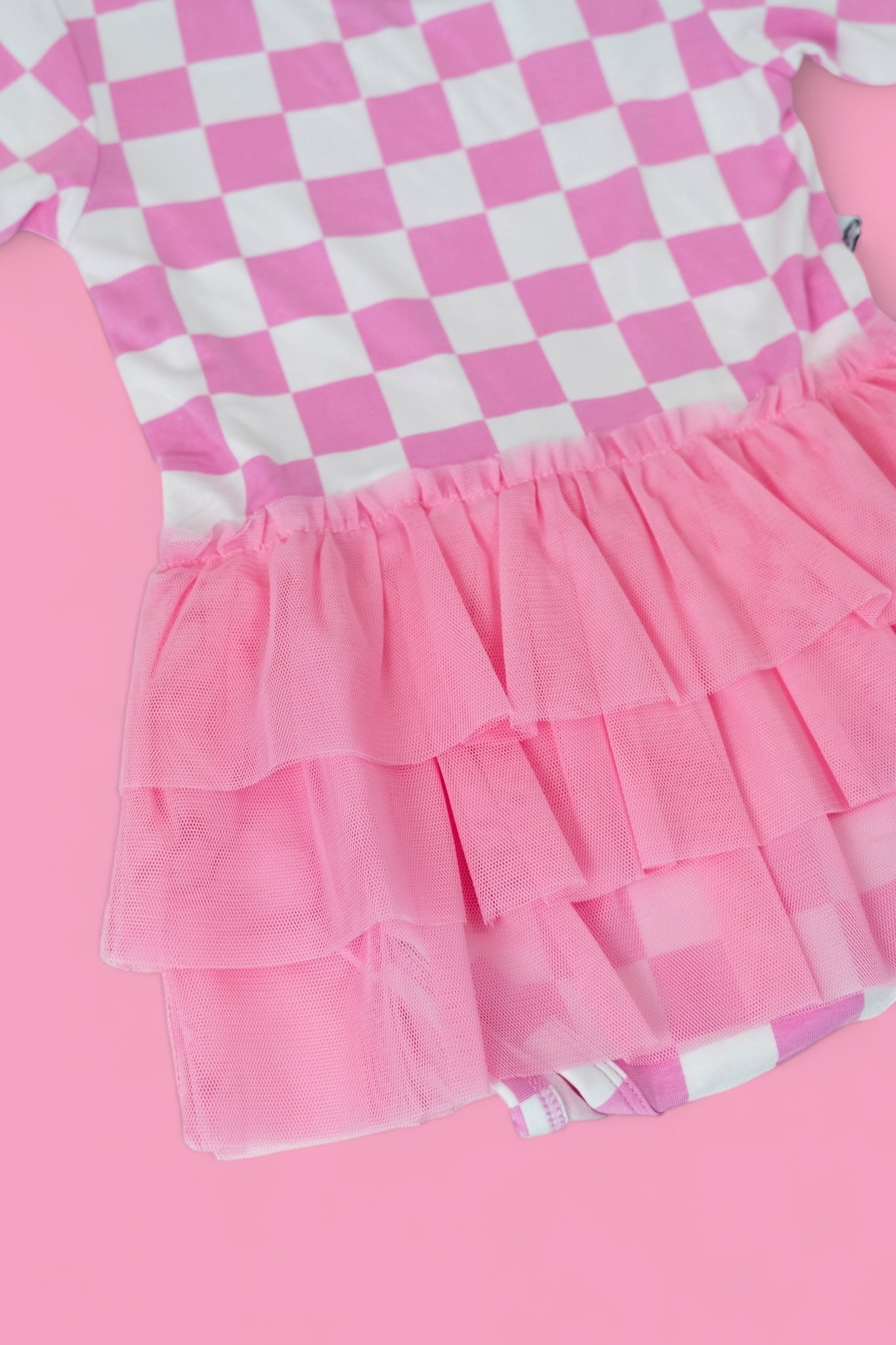 BUBBLEGUM CHECKERS DREAM TUTU BODYSUIT DRESS - Mack & Harvie