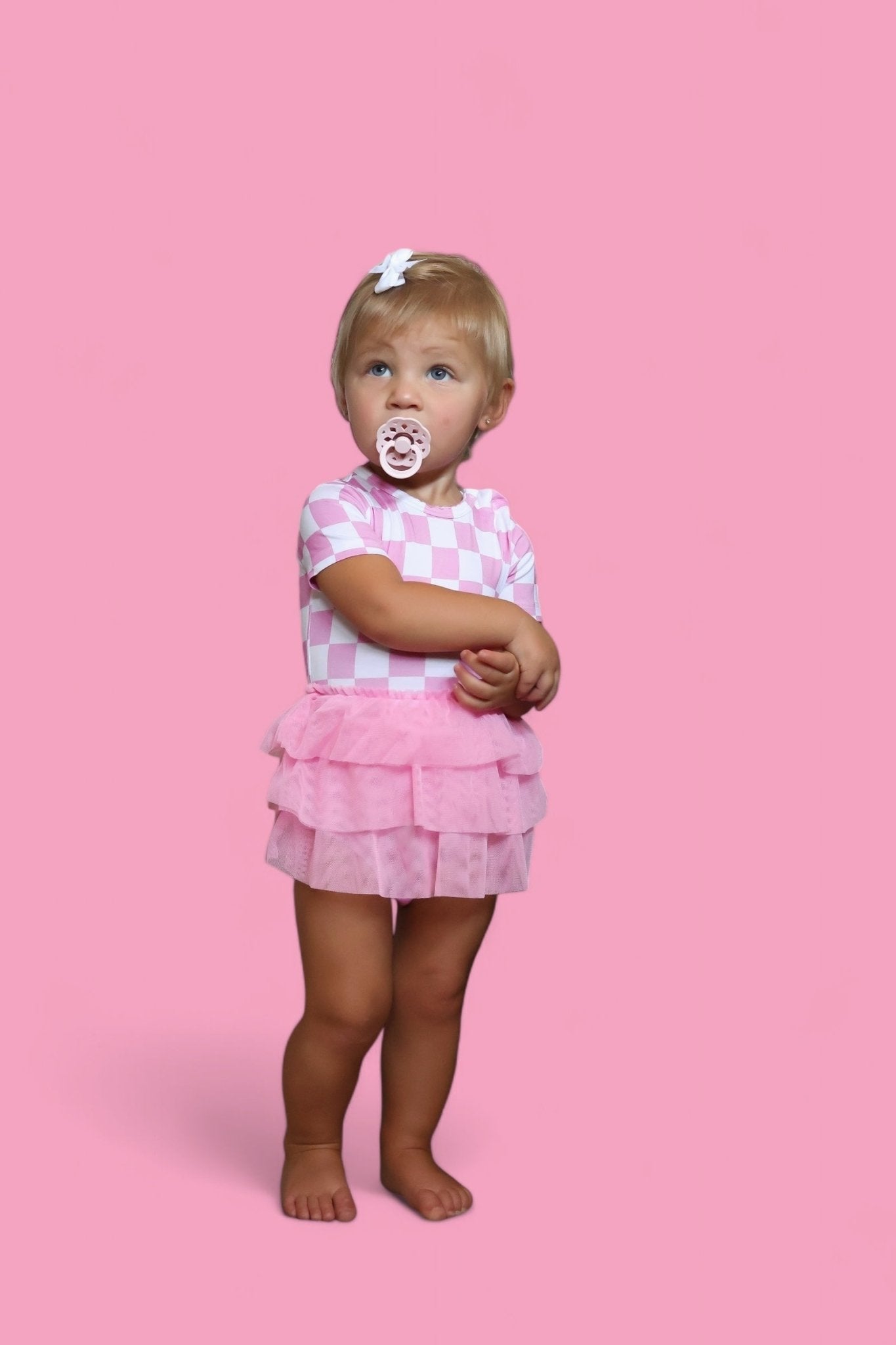 BUBBLEGUM CHECKERS DREAM TUTU BODYSUIT DRESS - Mack & Harvie