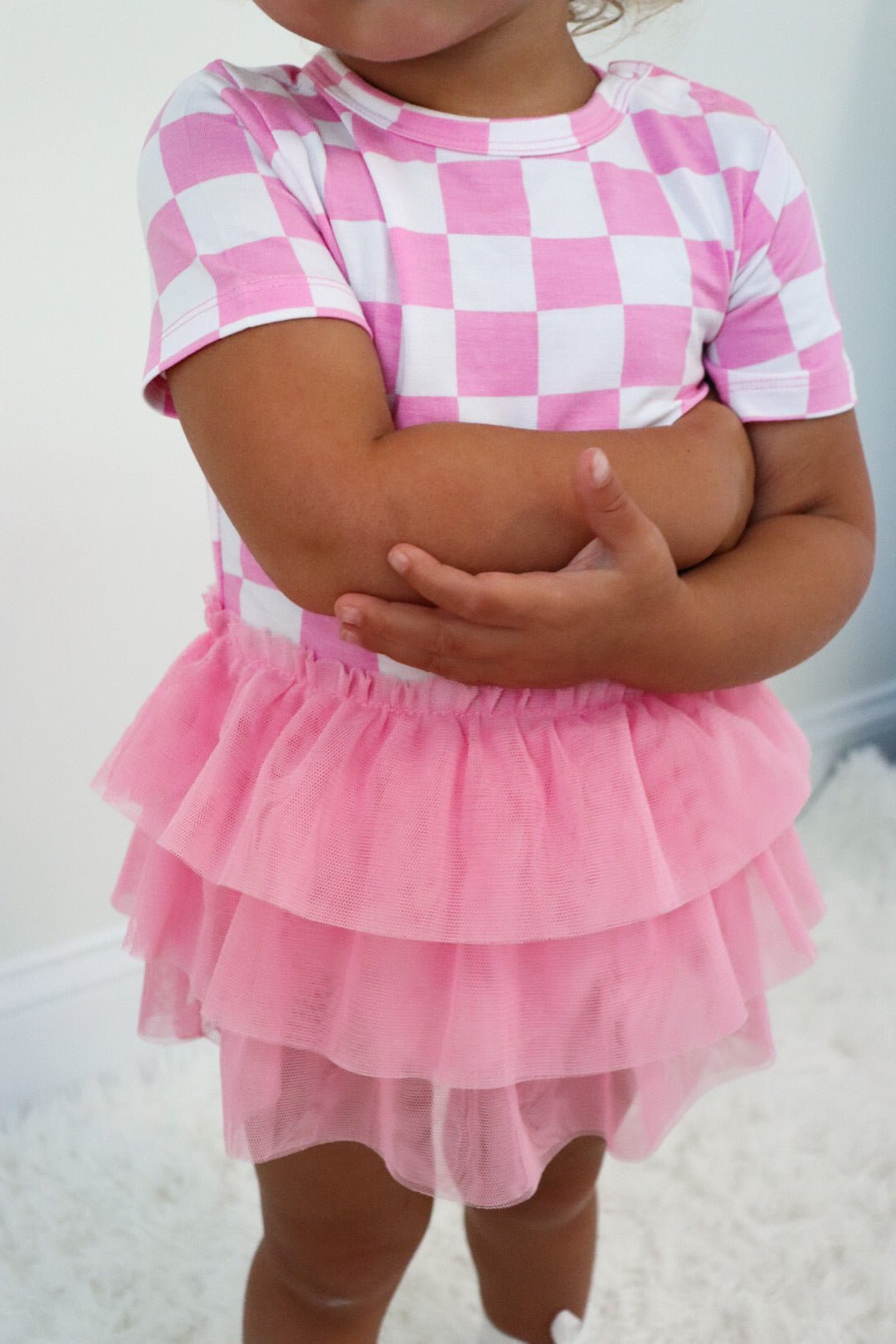 BUBBLEGUM CHECKERS DREAM TUTU BODYSUIT DRESS - Mack & Harvie