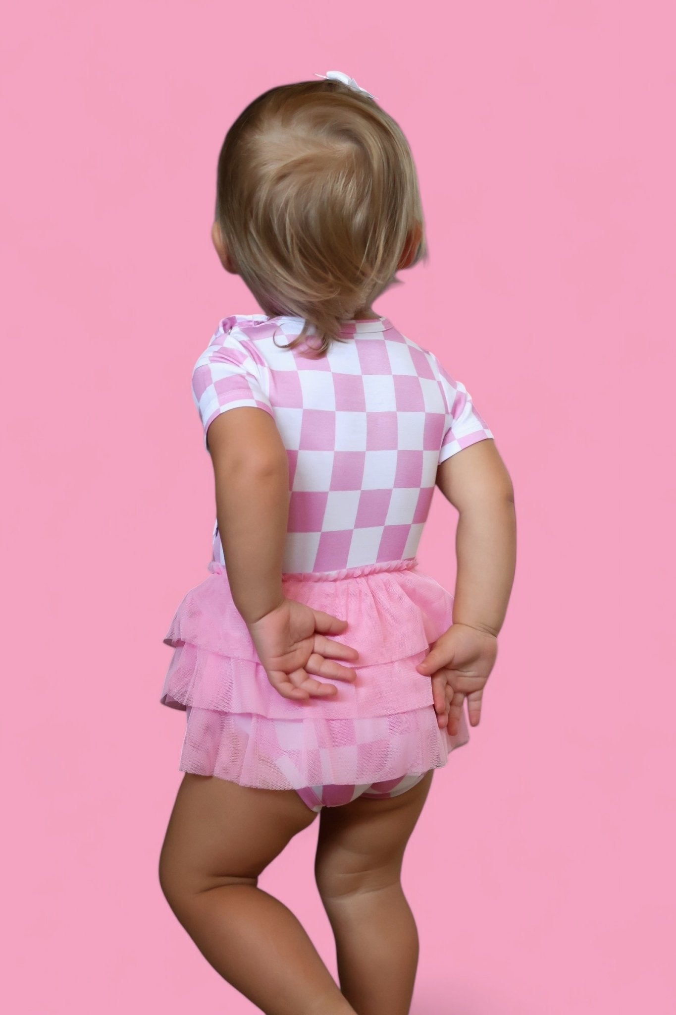 BUBBLEGUM CHECKERS DREAM TUTU BODYSUIT DRESS - Mack & Harvie