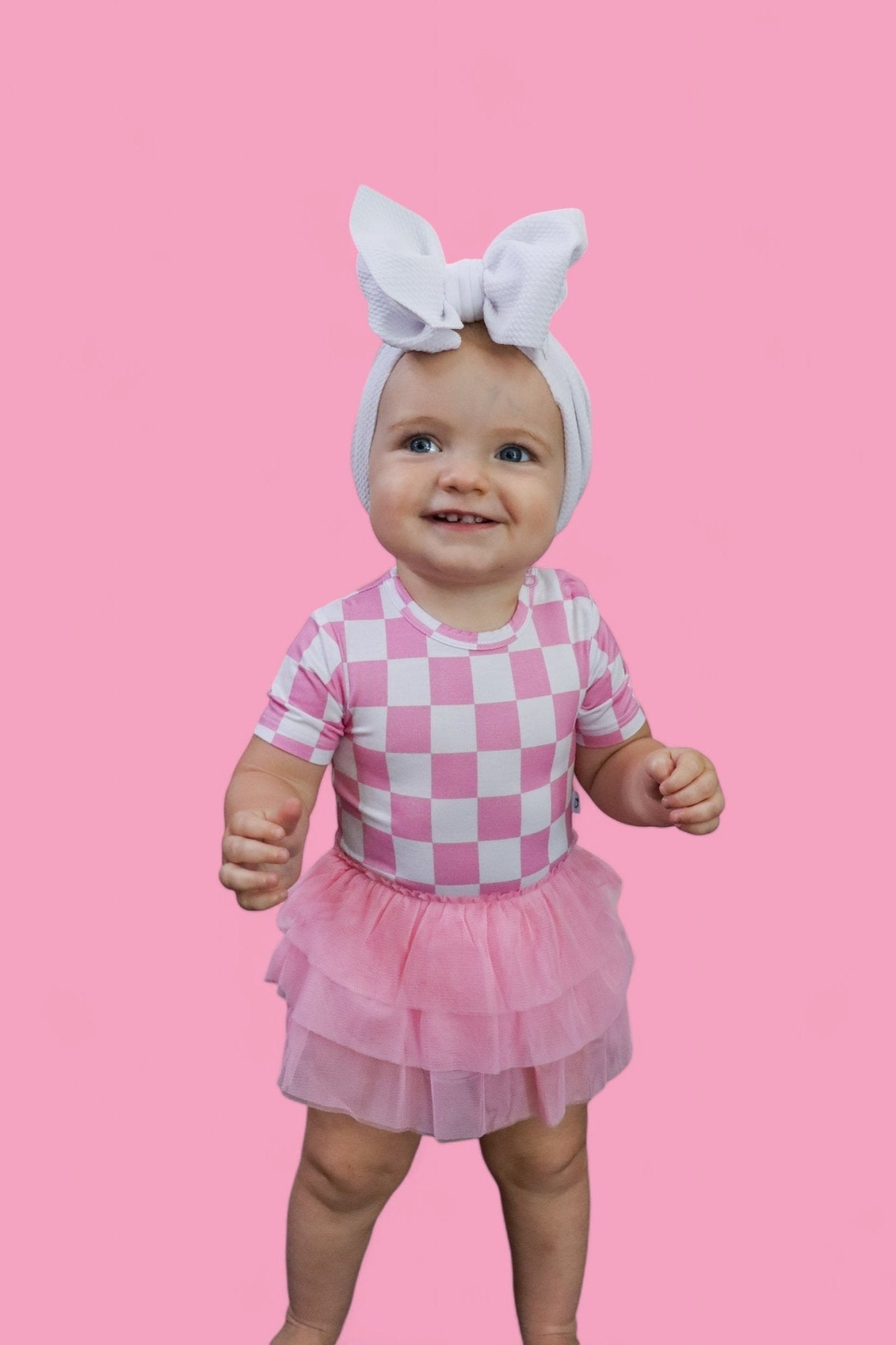 BUBBLEGUM CHECKERS DREAM TUTU BODYSUIT DRESS - Mack & Harvie