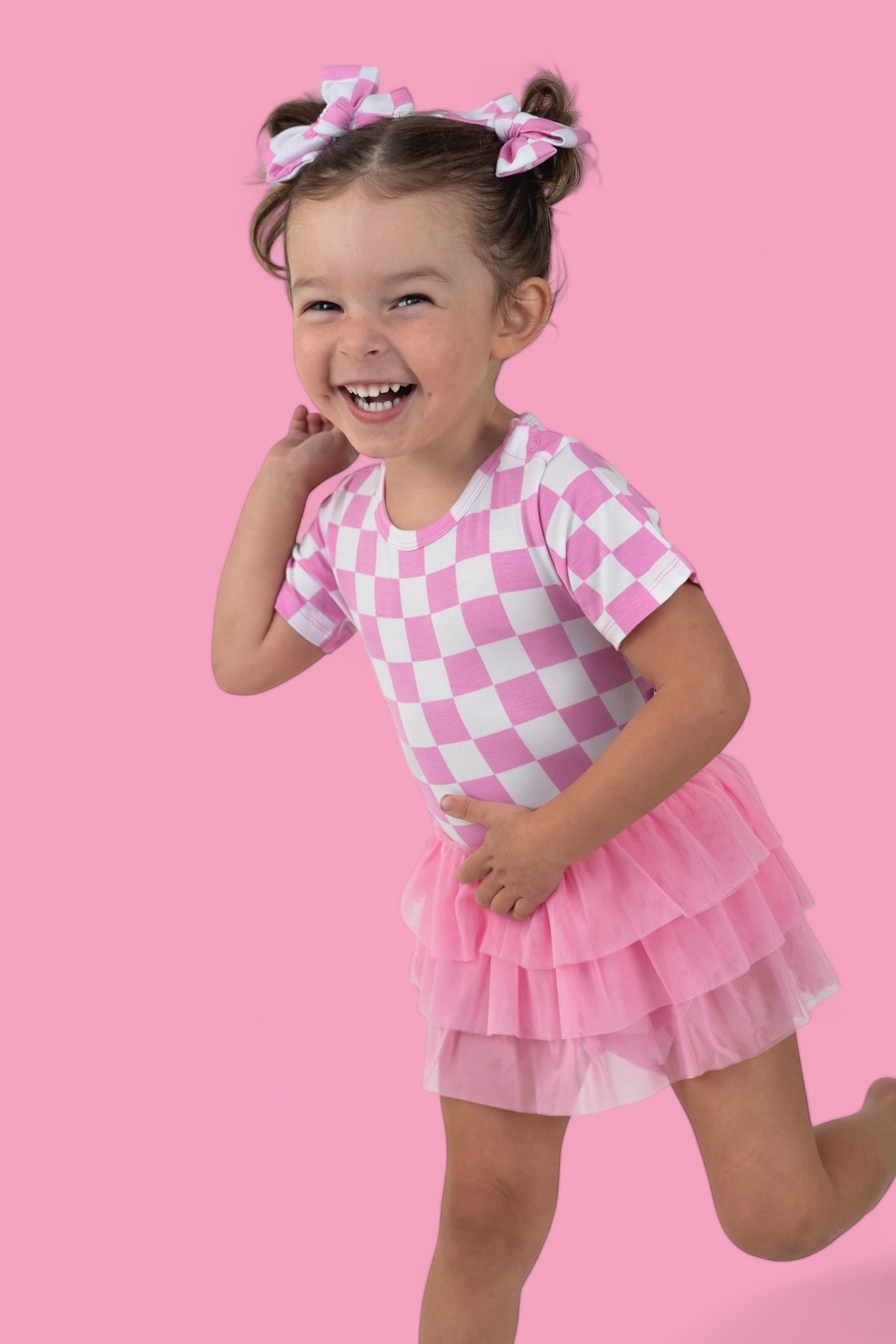 BUBBLEGUM CHECKERS DREAM TUTU BODYSUIT DRESS - Mack & Harvie