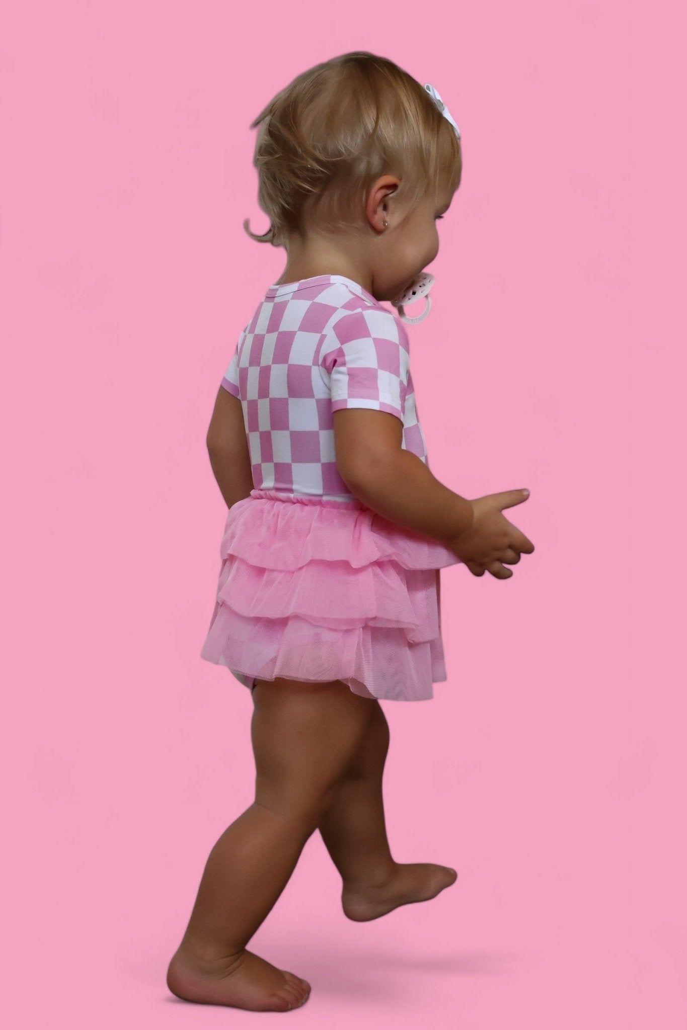 BUBBLEGUM CHECKERS DREAM TUTU BODYSUIT DRESS - Mack & Harvie