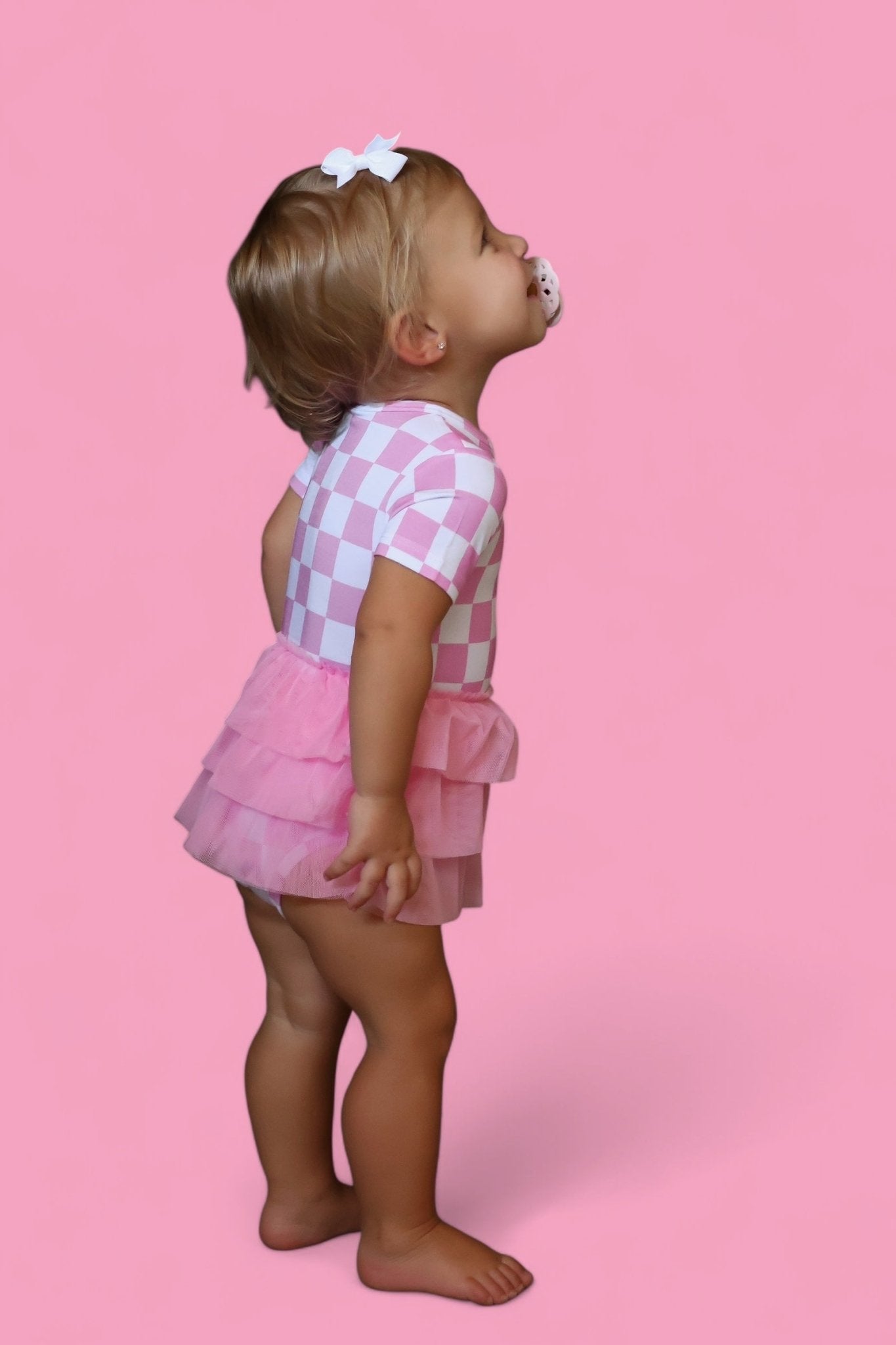 BUBBLEGUM CHECKERS DREAM TUTU BODYSUIT DRESS - Mack & Harvie