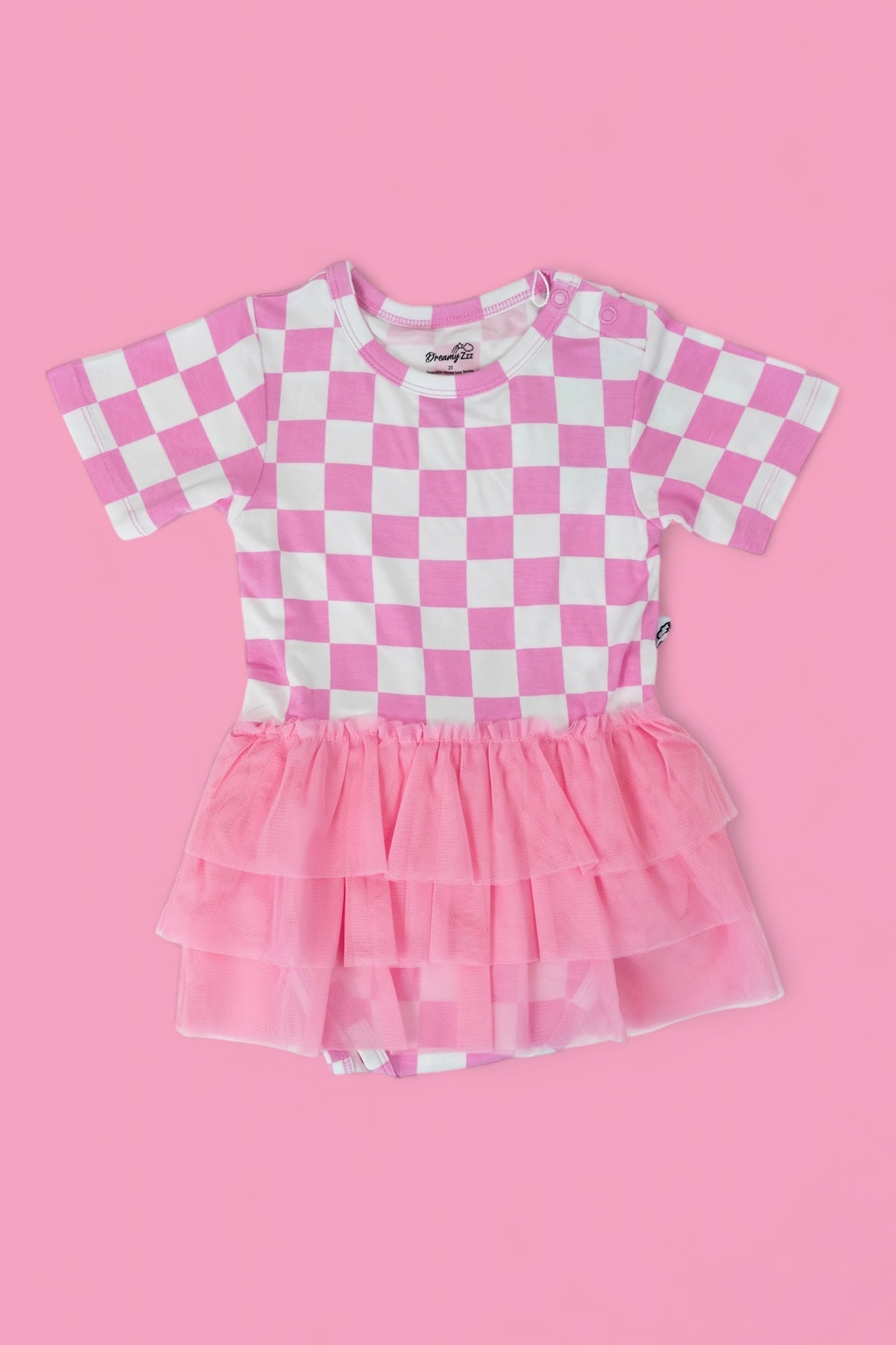 BUBBLEGUM CHECKERS DREAM TUTU BODYSUIT DRESS - Mack & Harvie