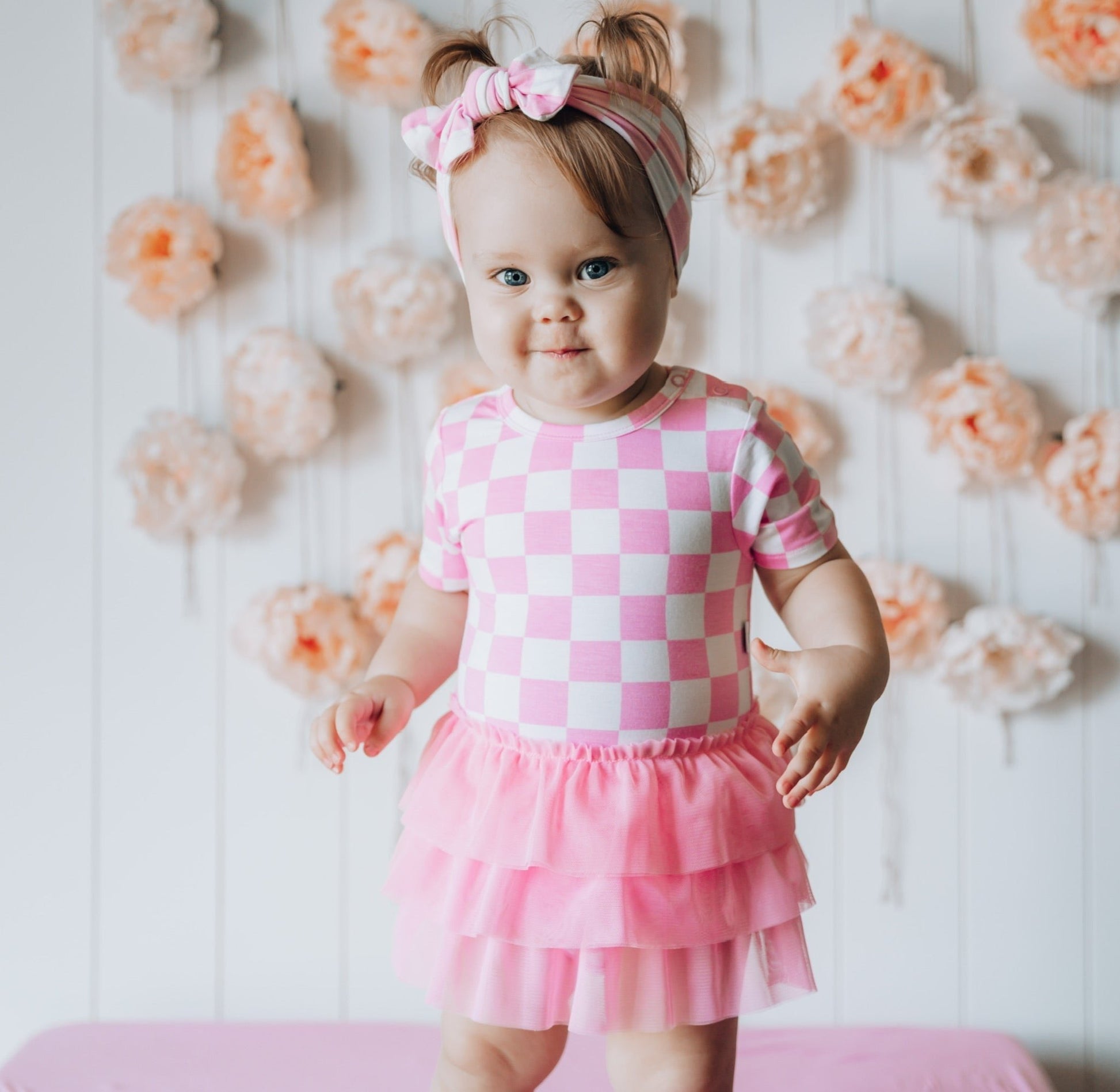 BUBBLEGUM CHECKERS DREAM TUTU BODYSUIT DRESS - Mack & Harvie