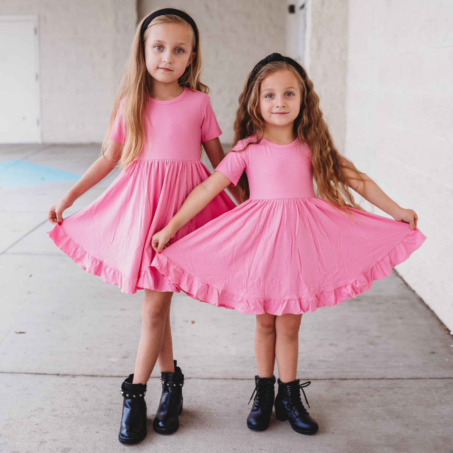 BUBBLEGUM RIB DREAM RUFFLE DRESS - Mack & Harvie