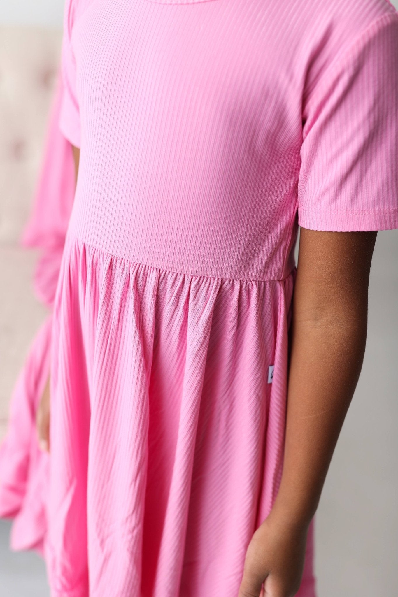 BUBBLEGUM RIB DREAM RUFFLE DRESS - Mack & Harvie