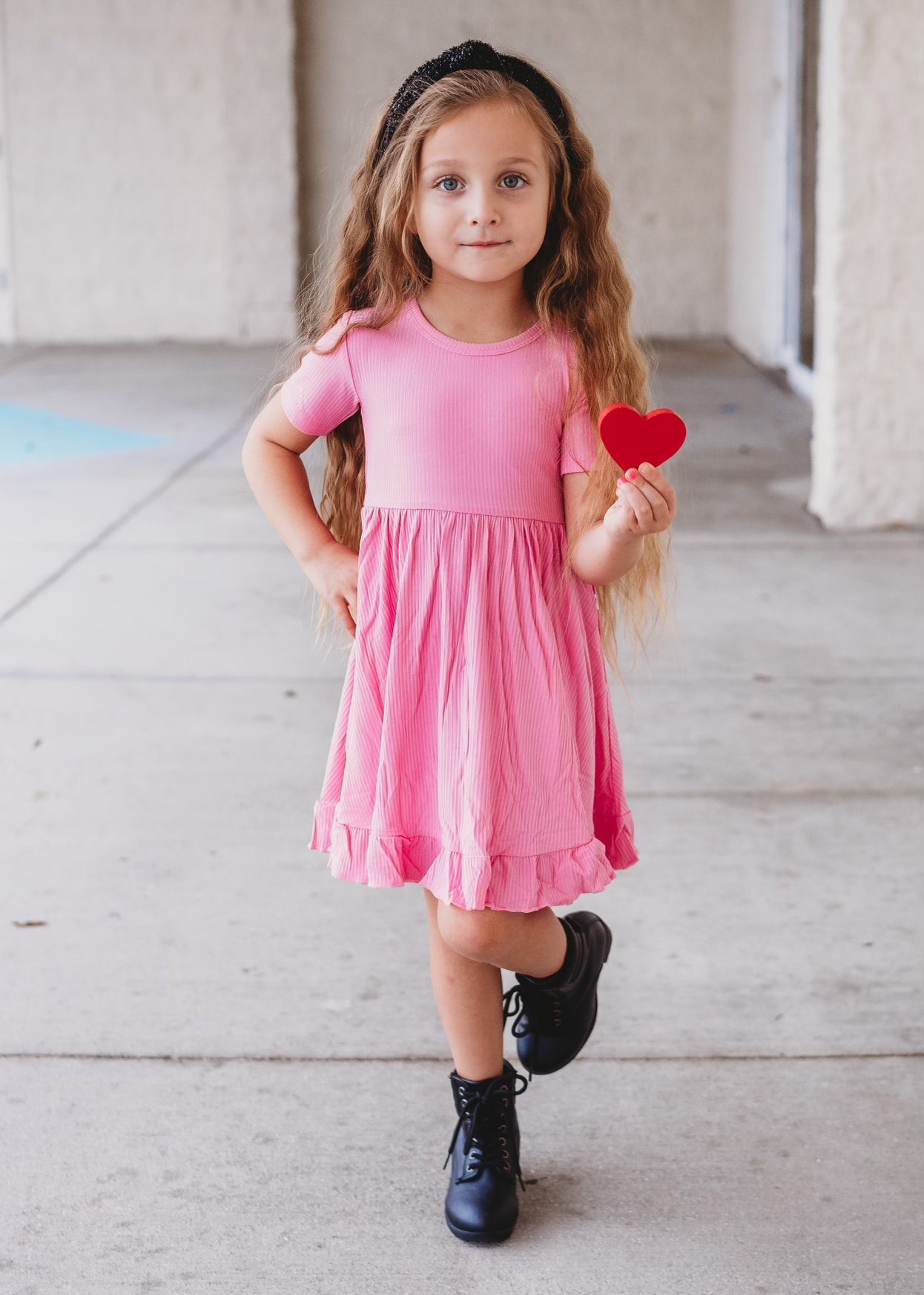 BUBBLEGUM RIB DREAM RUFFLE DRESS - Mack & Harvie