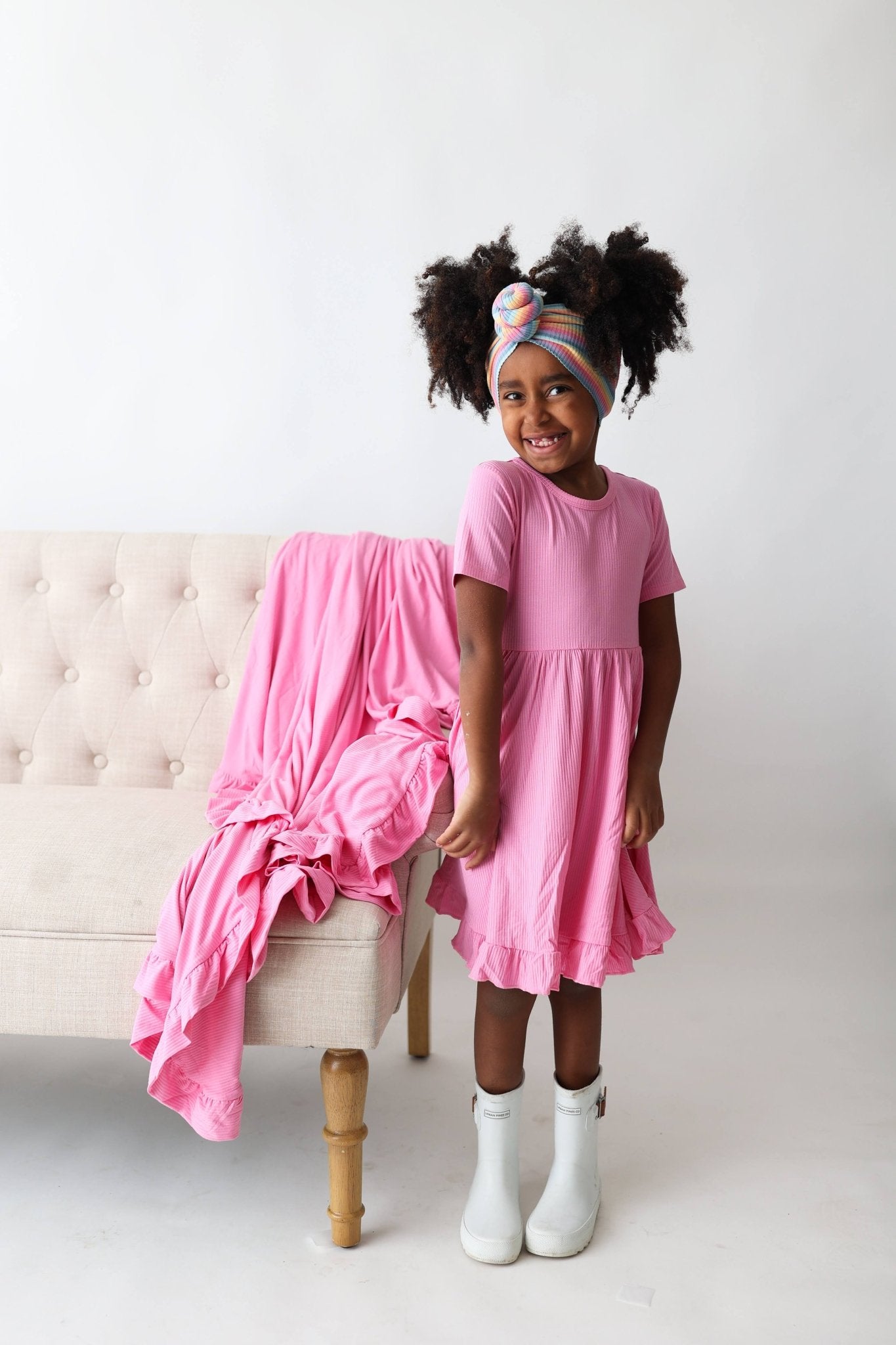 BUBBLEGUM RIB DREAM RUFFLE DRESS - Mack & Harvie