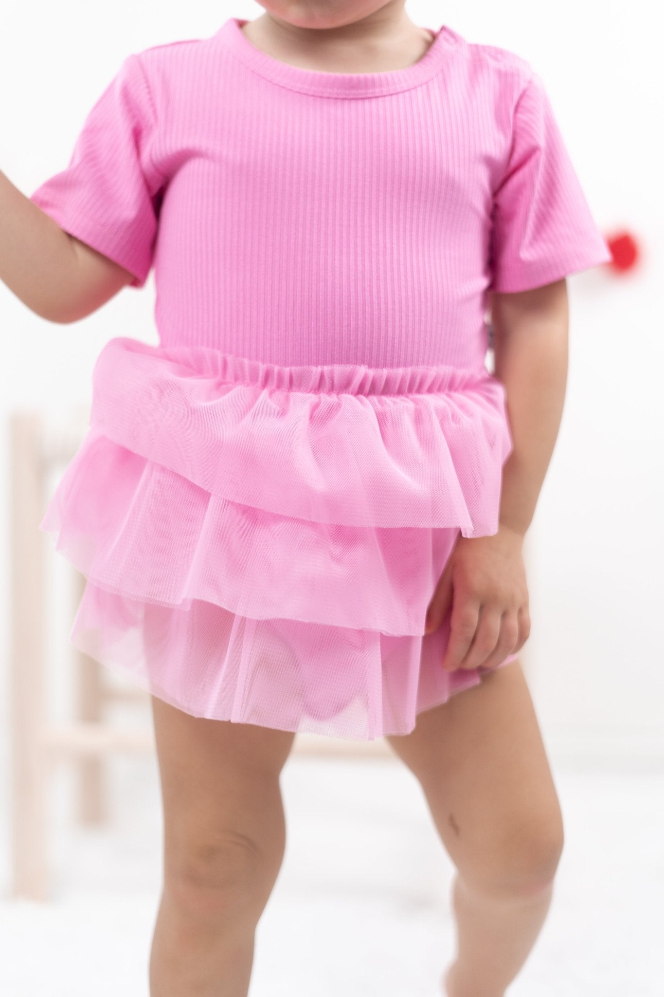 BUBBLEGUM RIB DREAM TUTU BODYSUIT DRESS - Mack & Harvie