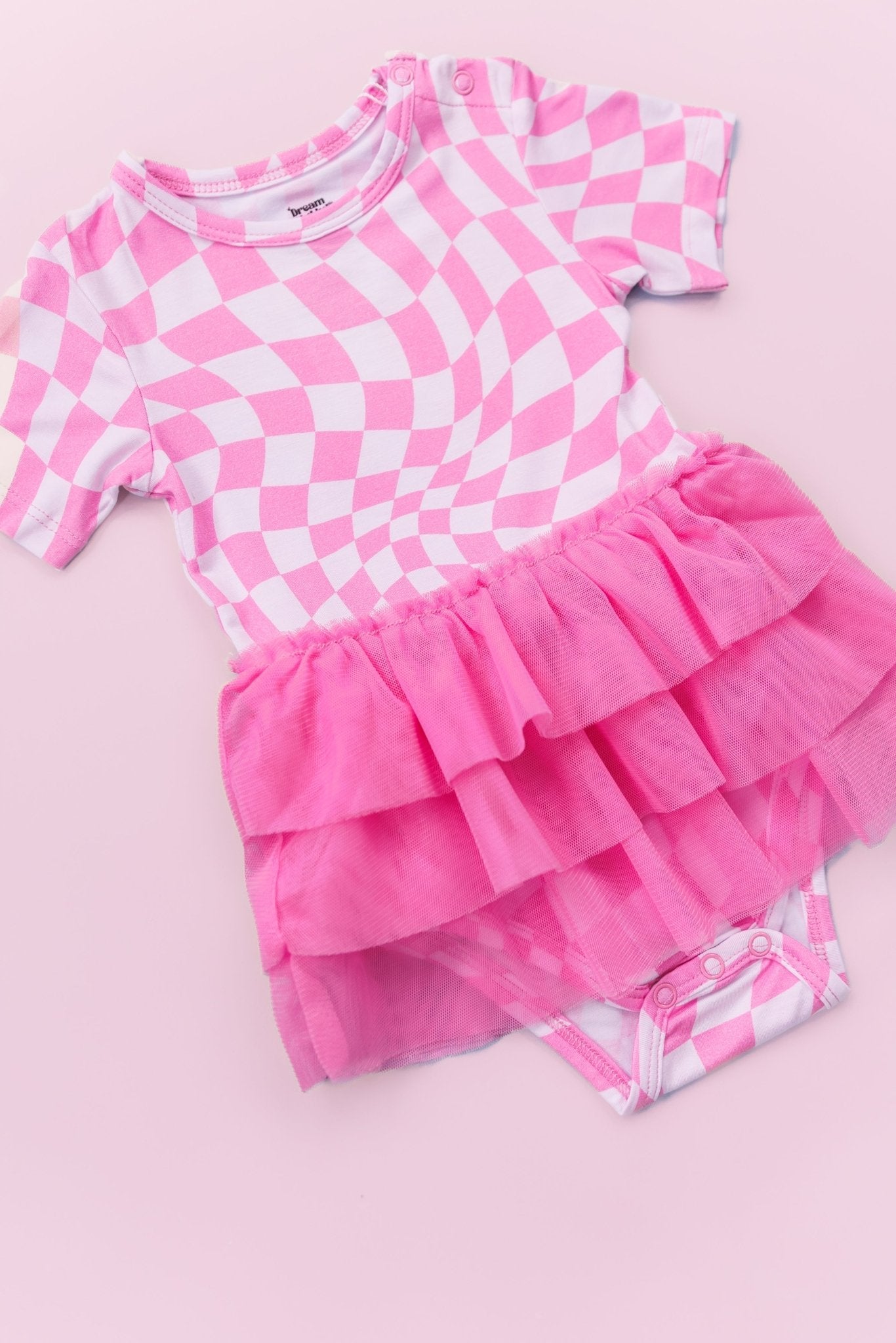 BUBBLEGUM WAVY CHECKERS DREAM TUTU BODYSUIT DRESS - Mack & Harvie