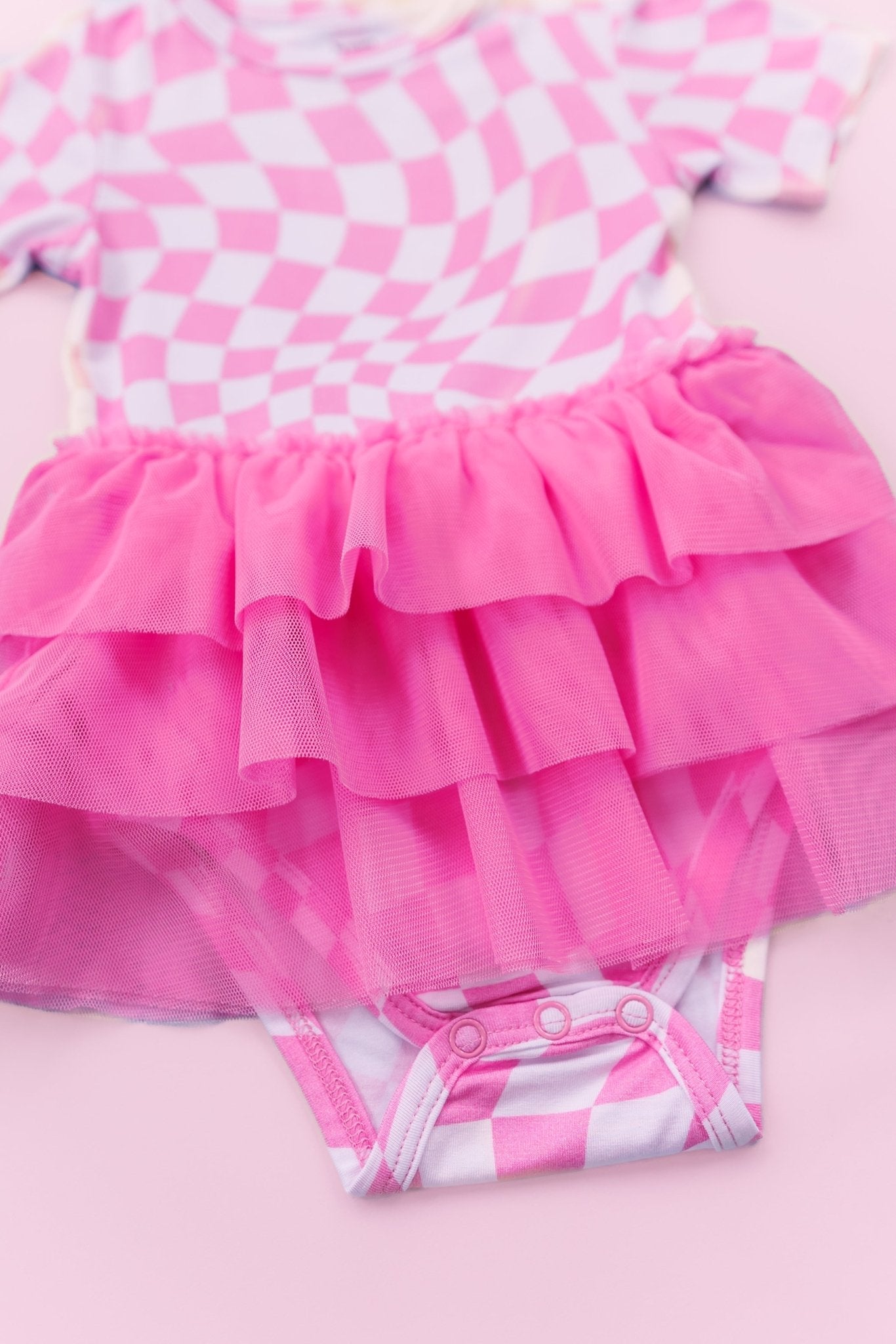 BUBBLEGUM WAVY CHECKERS DREAM TUTU BODYSUIT DRESS - Mack & Harvie