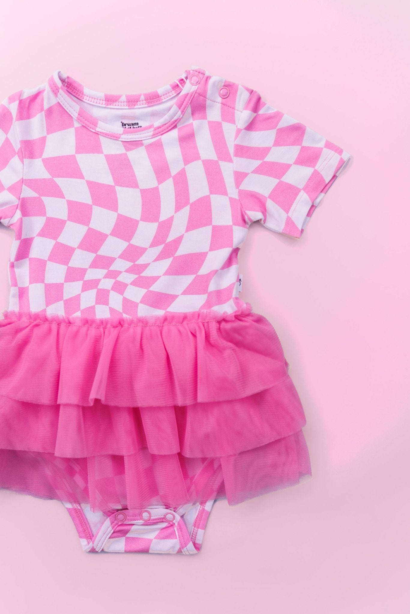 BUBBLEGUM WAVY CHECKERS DREAM TUTU BODYSUIT DRESS - Mack & Harvie