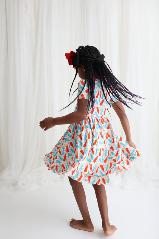 BURSTING RED WHITE & BLUE DREAM RUFFLE DRESS - Mack & Harvie