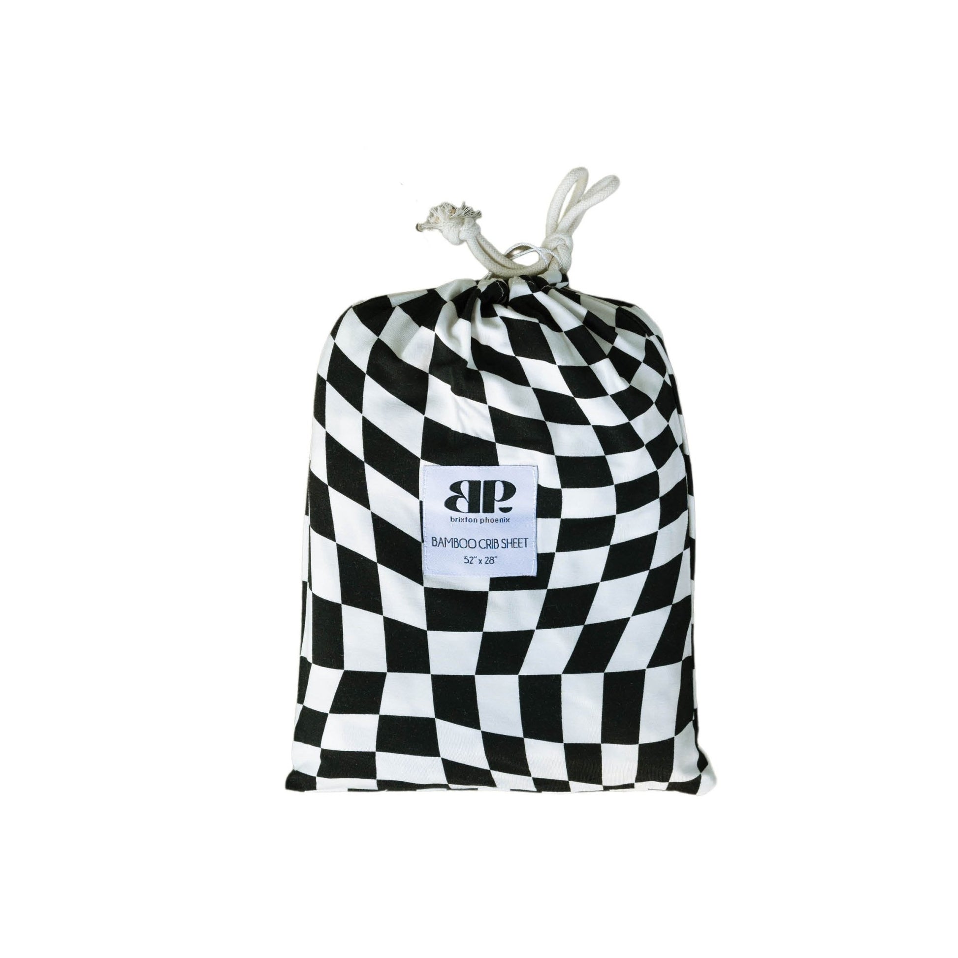 B&W Wavy Checker | Bamboo Crib Sheet - Mack & Harvie