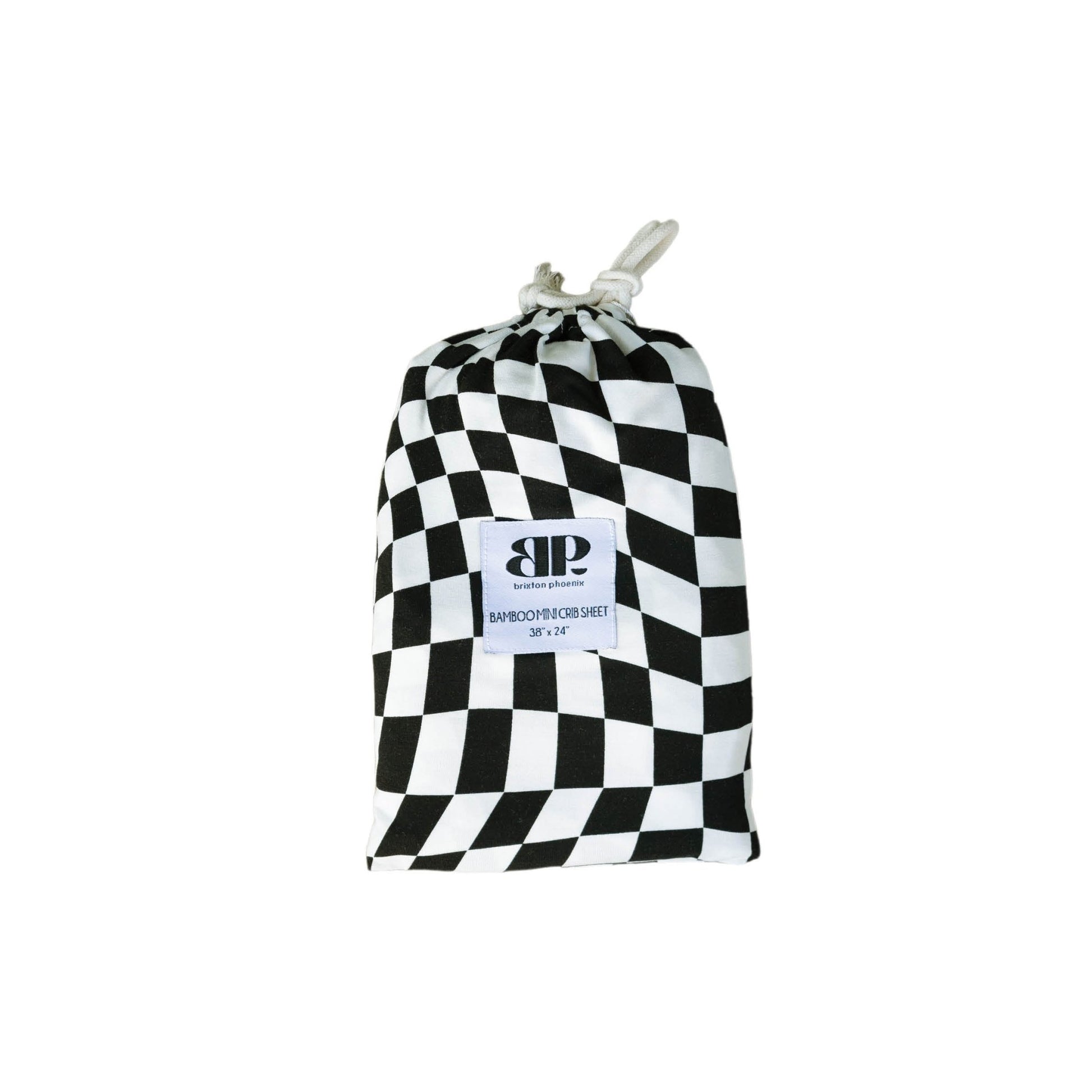 B&W Wavy Checker | Bamboo Crib Sheet - Mack & Harvie