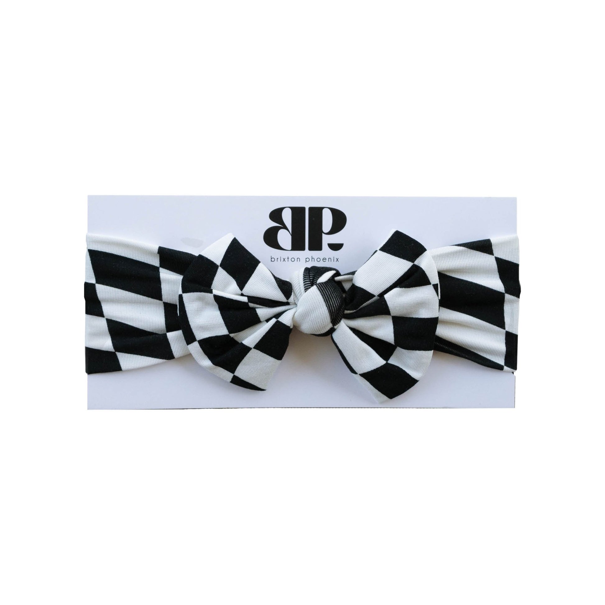 B&W Wavy Checker | Bamboo Head Wrap - Mack & Harvie