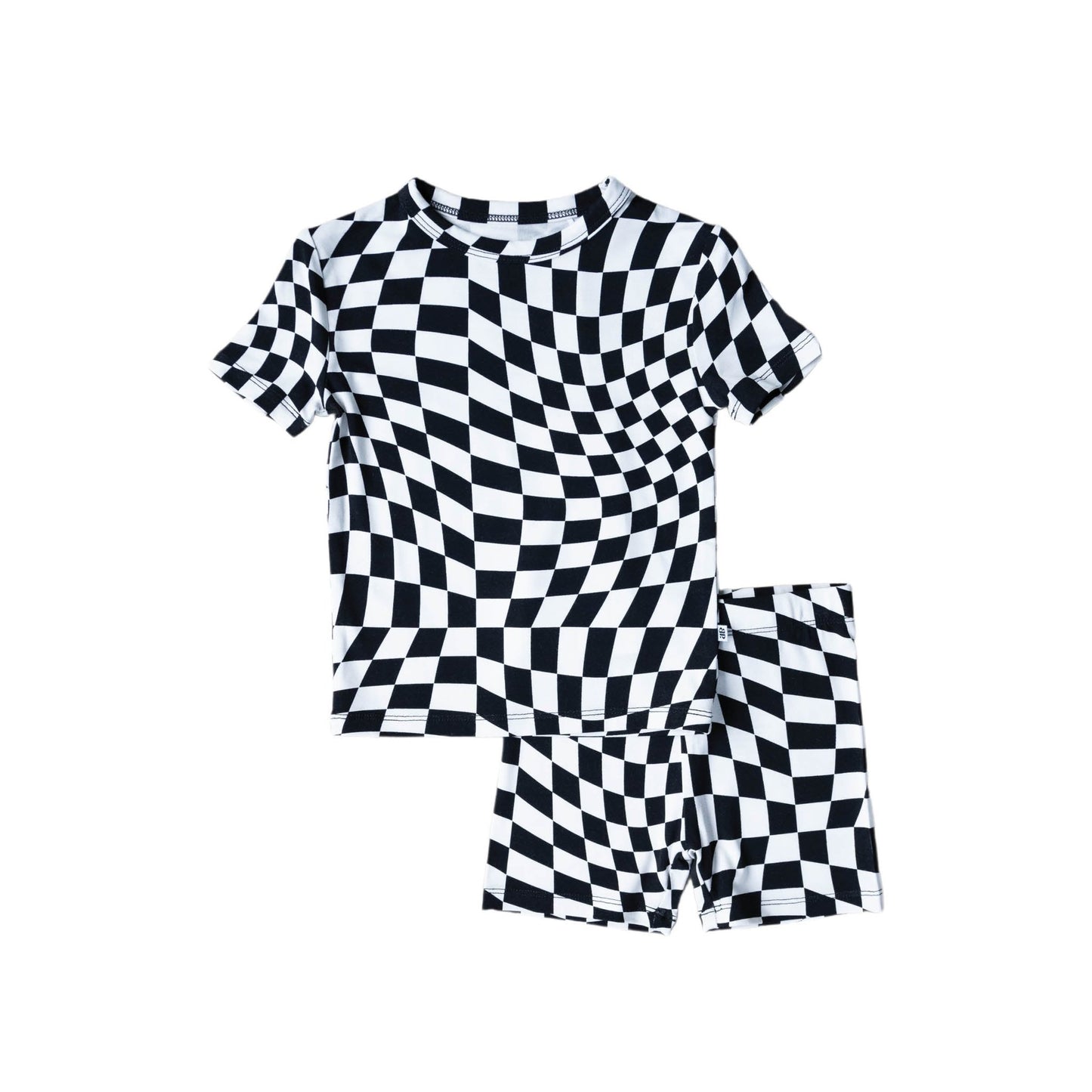 B&W Wavy Checker | Bamboo Short Set - Mack & Harvie