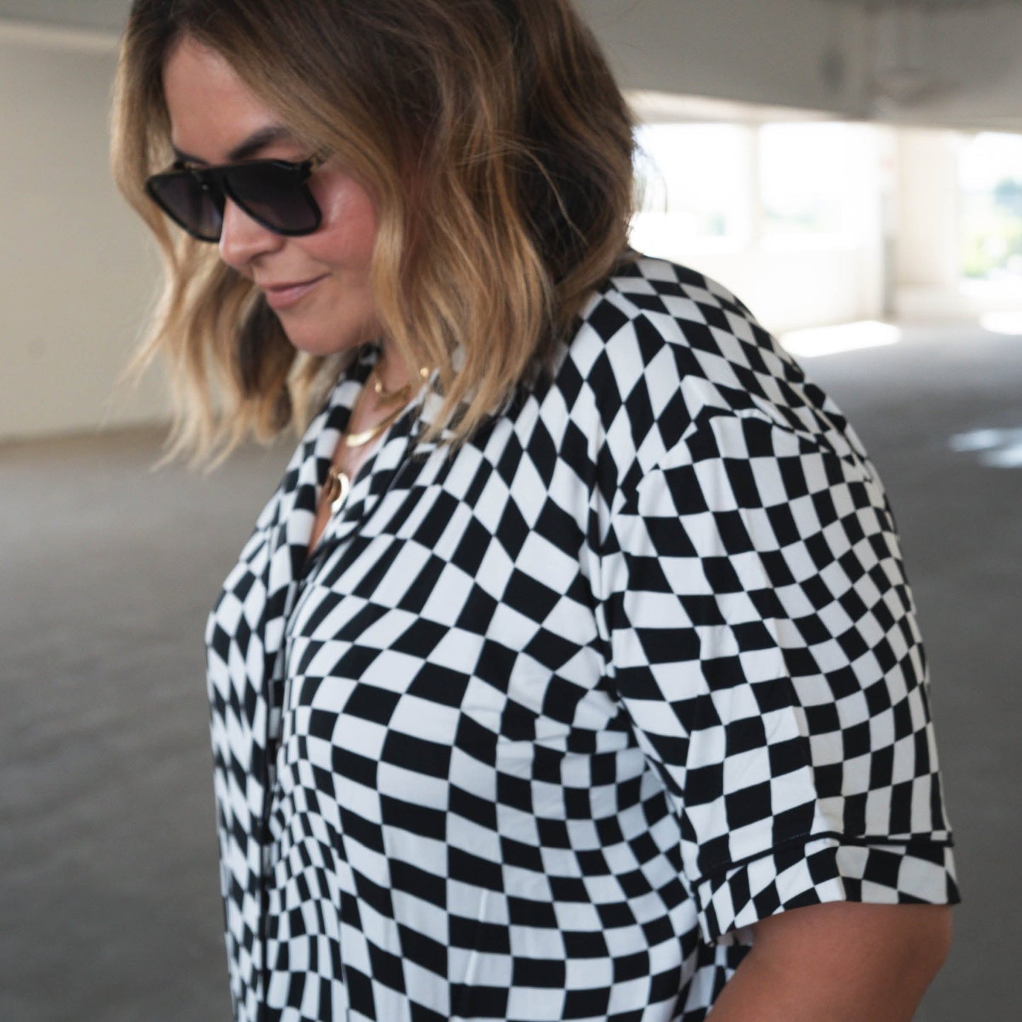 B&W Wavy Checker | Women's Flare Set - Mack & Harvie