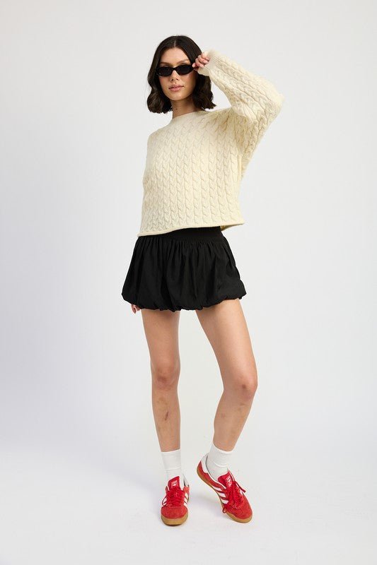 CABLE KNIT CROPPED SWEATER - Mack & Harvie