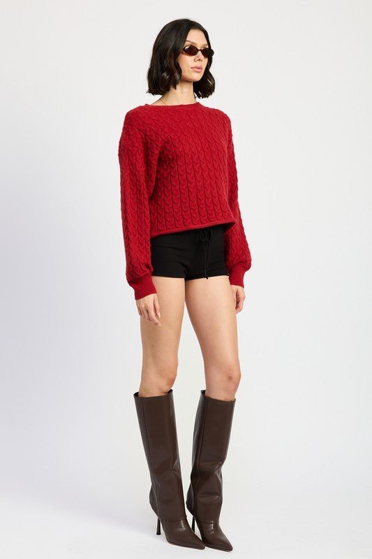 CABLE KNIT CROPPED SWEATER - Mack & Harvie