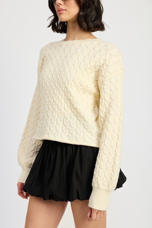 CABLE KNIT CROPPED SWEATER - Mack & Harvie