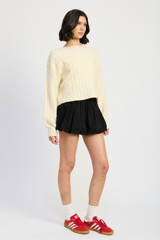 CABLE KNIT CROPPED SWEATER - Mack & Harvie