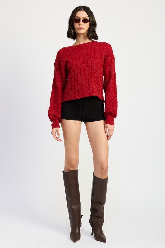 CABLE KNIT CROPPED SWEATER - Mack & Harvie