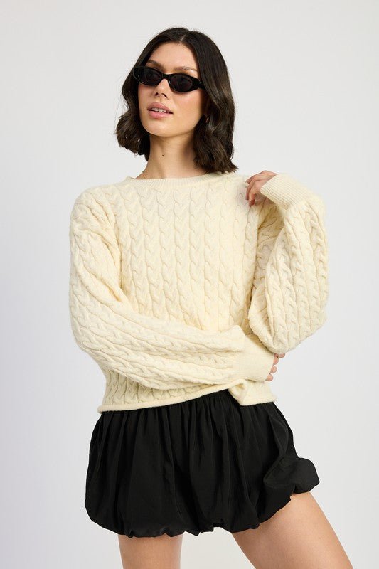 CABLE KNIT CROPPED SWEATER - Mack & Harvie