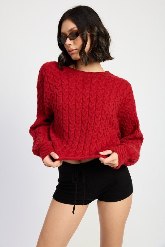 CABLE KNIT CROPPED SWEATER - Mack & Harvie