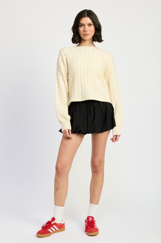 CABLE KNIT CROPPED SWEATER - Mack & Harvie