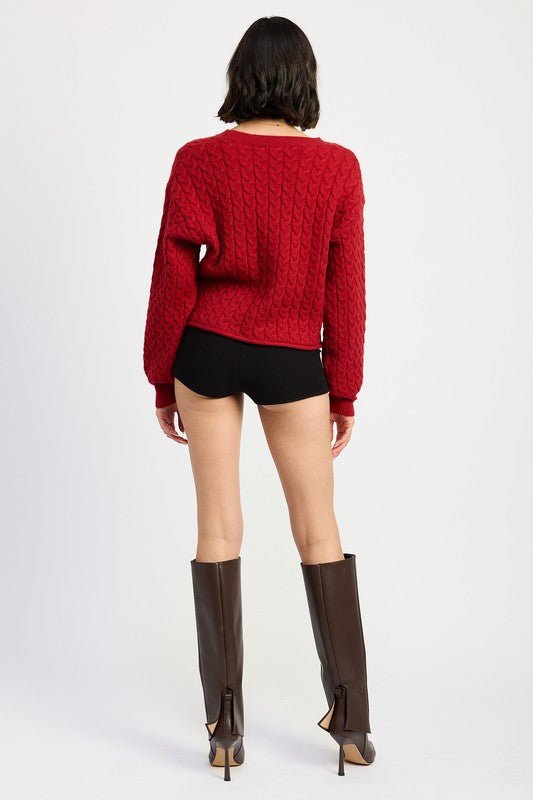 CABLE KNIT CROPPED SWEATER - Mack & Harvie