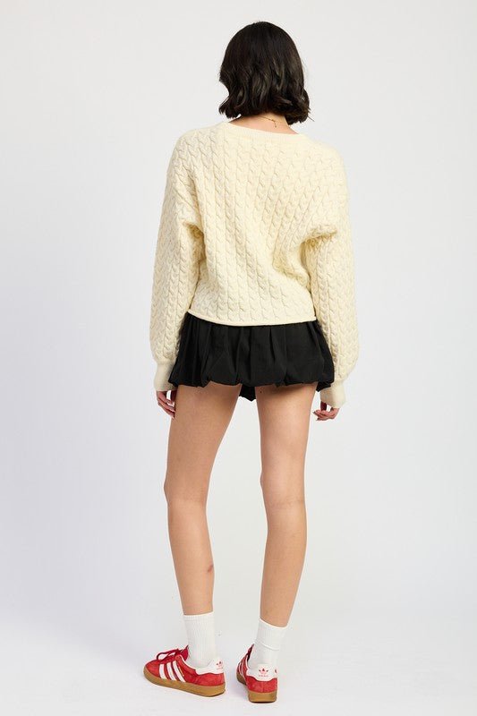 CABLE KNIT CROPPED SWEATER - Mack & Harvie