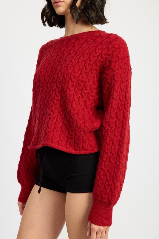 CABLE KNIT CROPPED SWEATER - Mack & Harvie