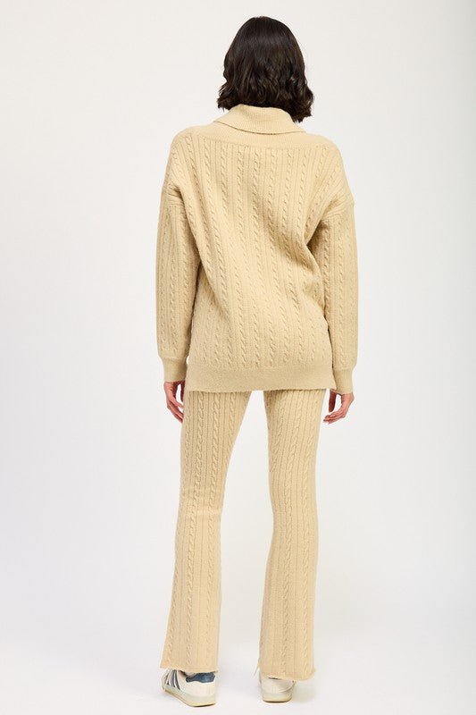 CABLE KNIT FLARED PANTS - Mack & Harvie