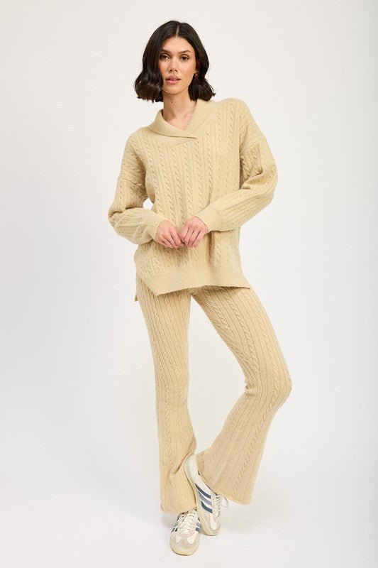 CABLE KNIT FLARED PANTS - Mack & Harvie