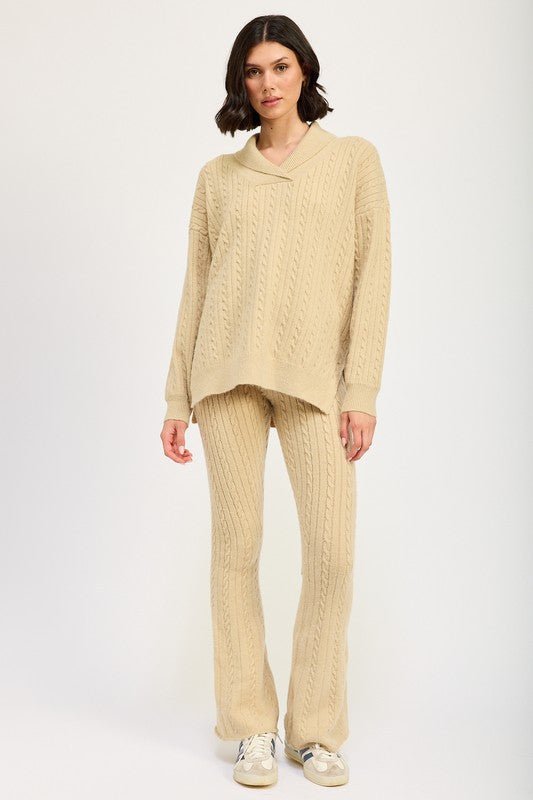 CABLE KNIT FLARED PANTS - Mack & Harvie