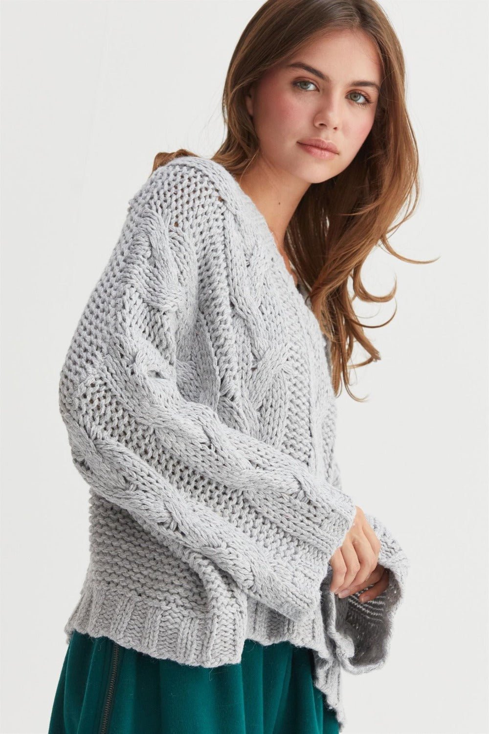 Cable Knit V - Neck Sweater - Mack & Harvie