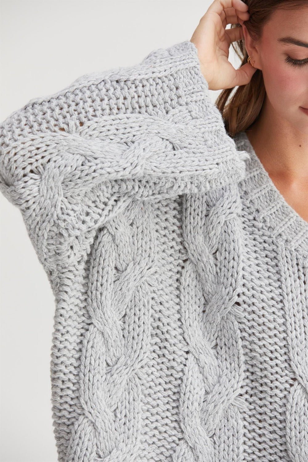 Cable Knit V - Neck Sweater - Mack & Harvie