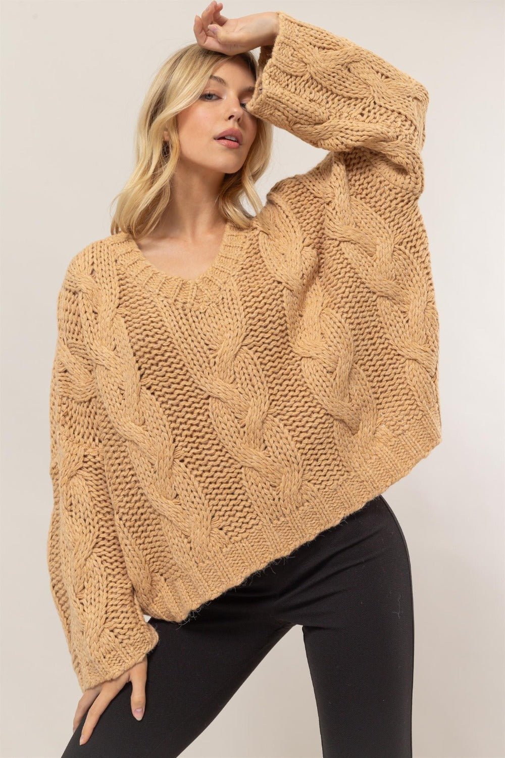 Cable Knit V - Neck Sweater - Mack & Harvie