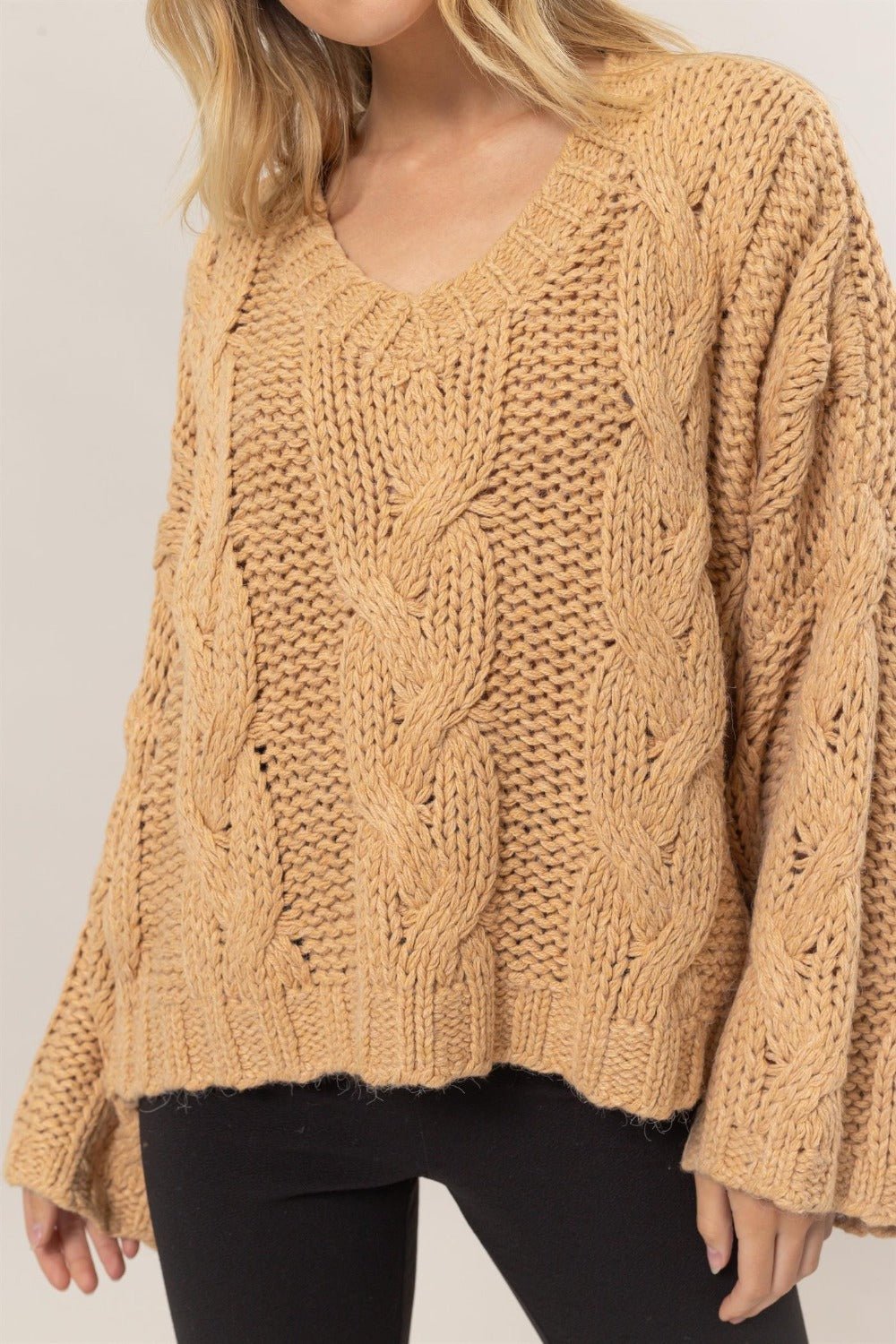 Cable Knit V - Neck Sweater - Mack & Harvie