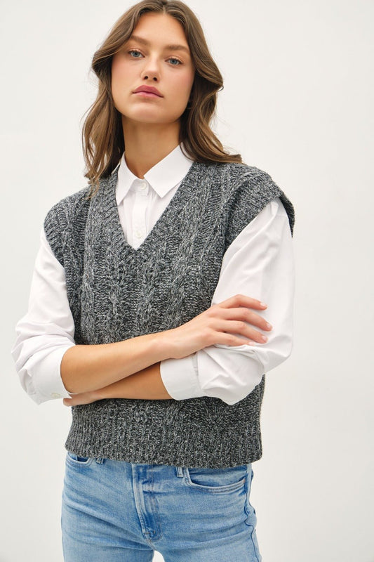 Cable Knit V - Neck Sweater Vest - Mack & Harvie