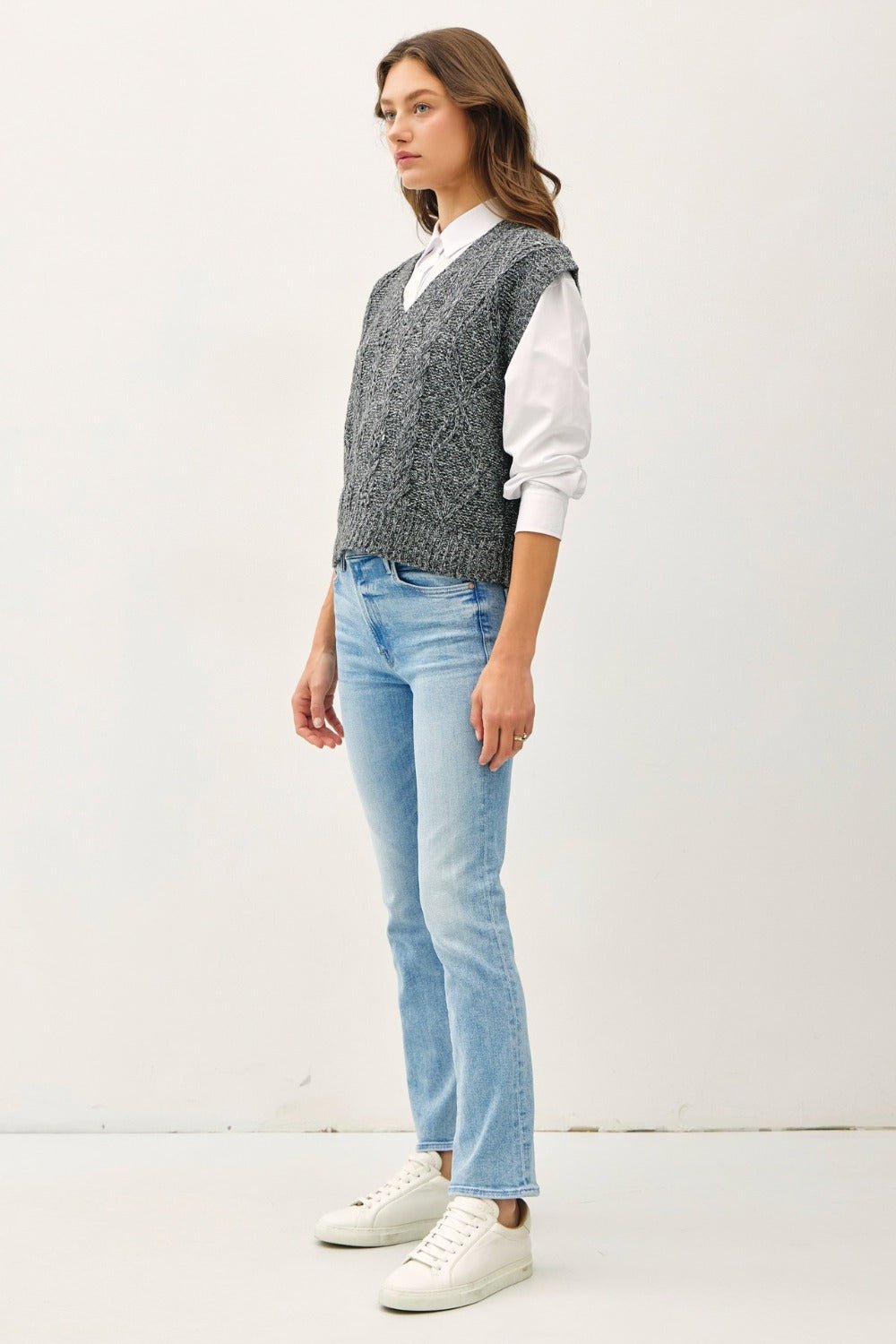 Cable Knit V - Neck Sweater Vest - Mack & Harvie