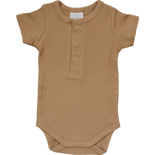 Cafe Organic Cotton Ribbed Snap Bodysuit - Mack & Harvie