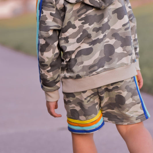 CAMO SIDE STRIPE SHORTS - Mack & Harvie