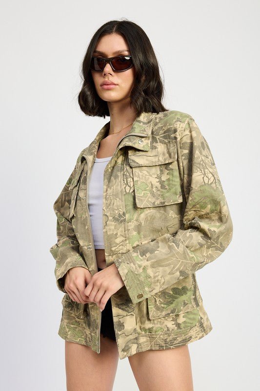 CAMO TWILL JACKET WITH FLAP POCKETS - Mack & Harvie