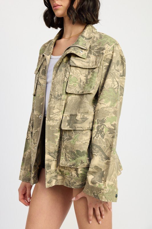 CAMO TWILL JACKET WITH FLAP POCKETS - Mack & Harvie