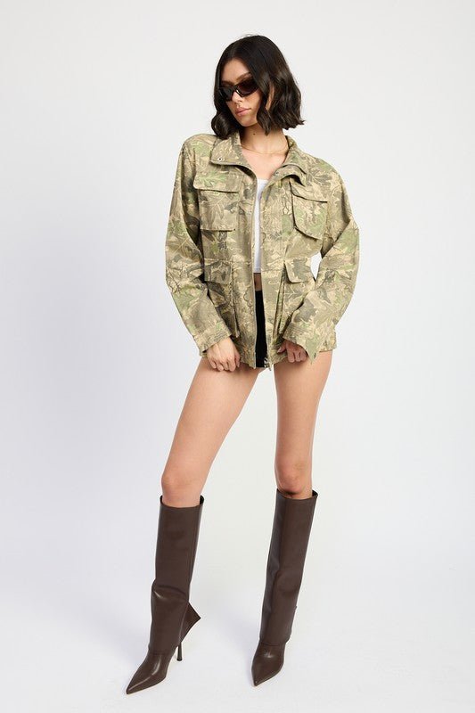 CAMO TWILL JACKET WITH FLAP POCKETS - Mack & Harvie