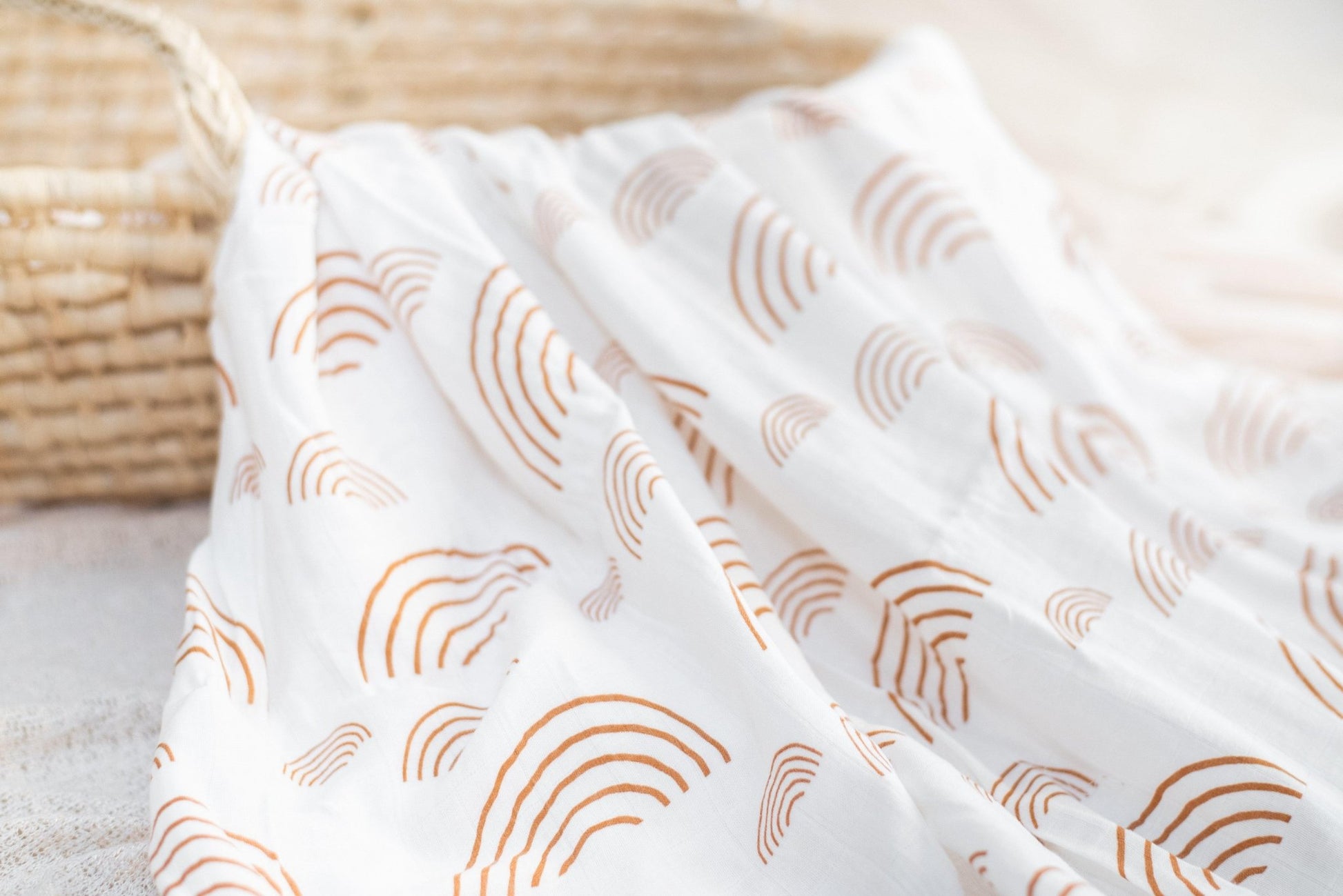 Caramel & White Rainbow Swaddle Blanket - Mack & Harvie